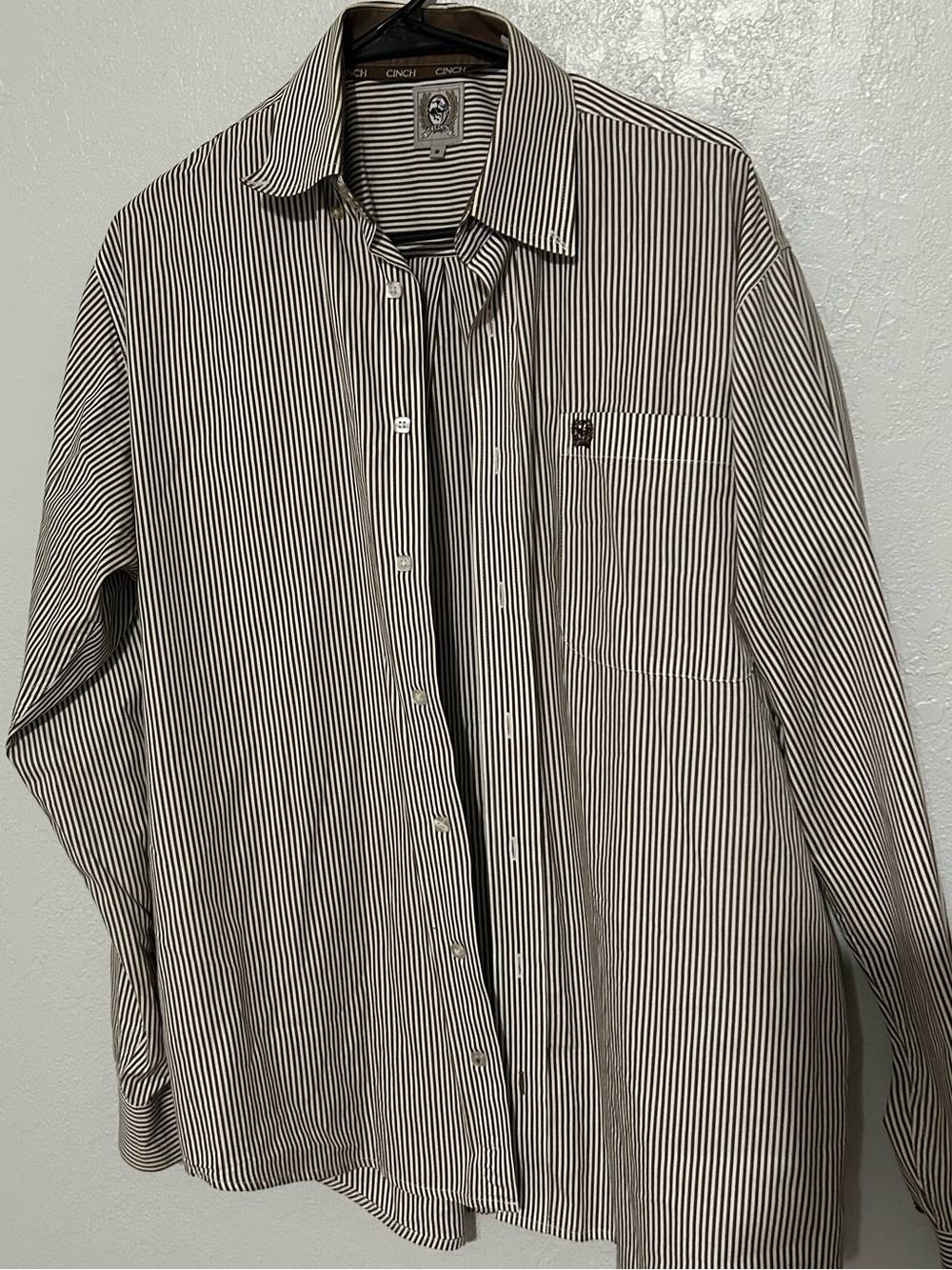 Cinch Brown & Cream Striped Western Button-Up Shirt